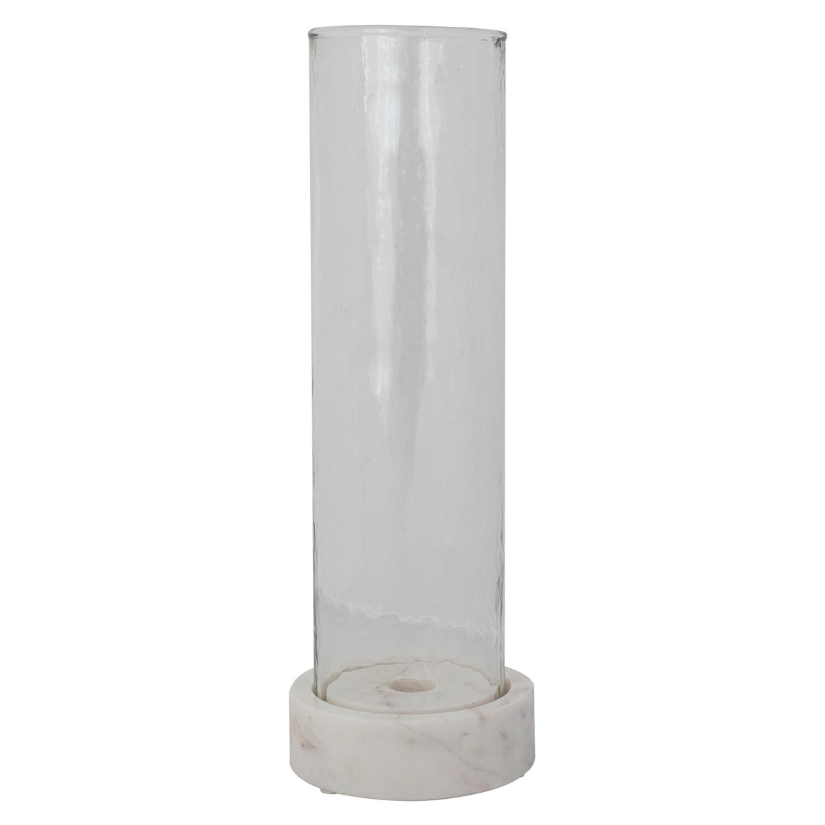 Glass Hurricane with Marble Base Taper Holder