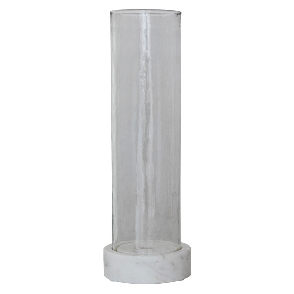 Glass Hurricane with Marble Base Taper Holder