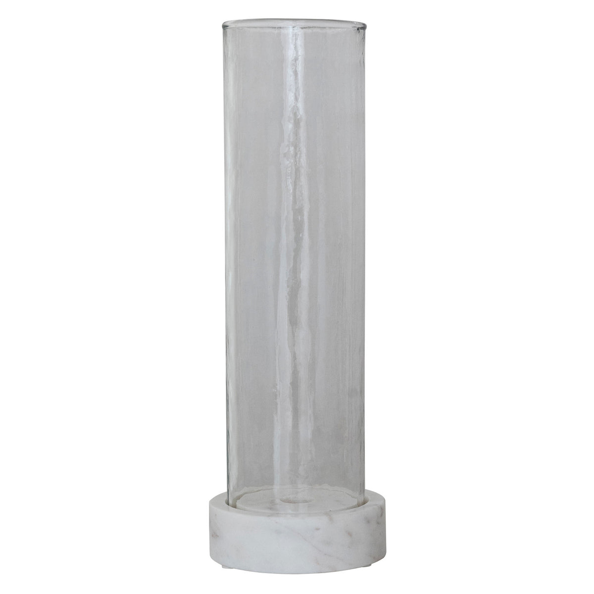Glass Hurricane with Marble Base Taper Holder