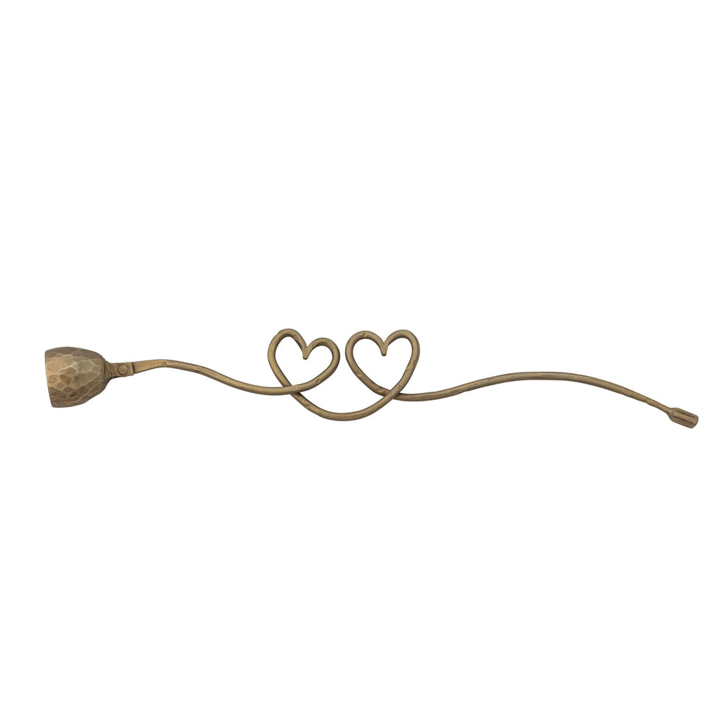Hand-Forged Iron Candle Snuffer with Heart Shaped Handle, Antique Gold Finish