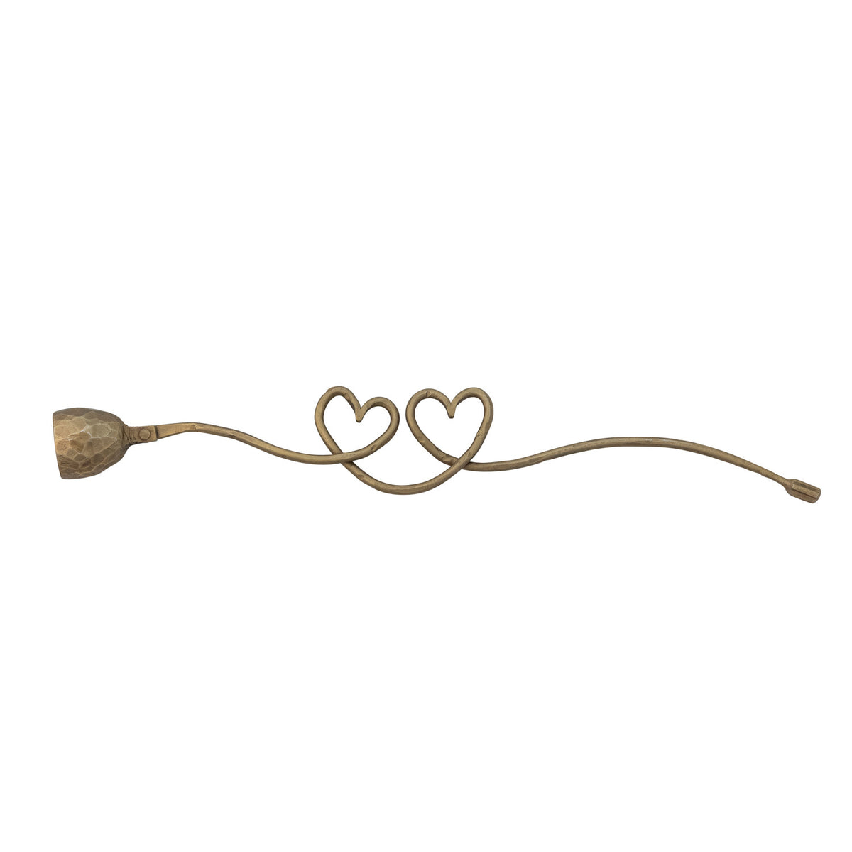 Hand-Forged Iron Candle Snuffer with Heart Shaped Handle, Antique Gold Finish