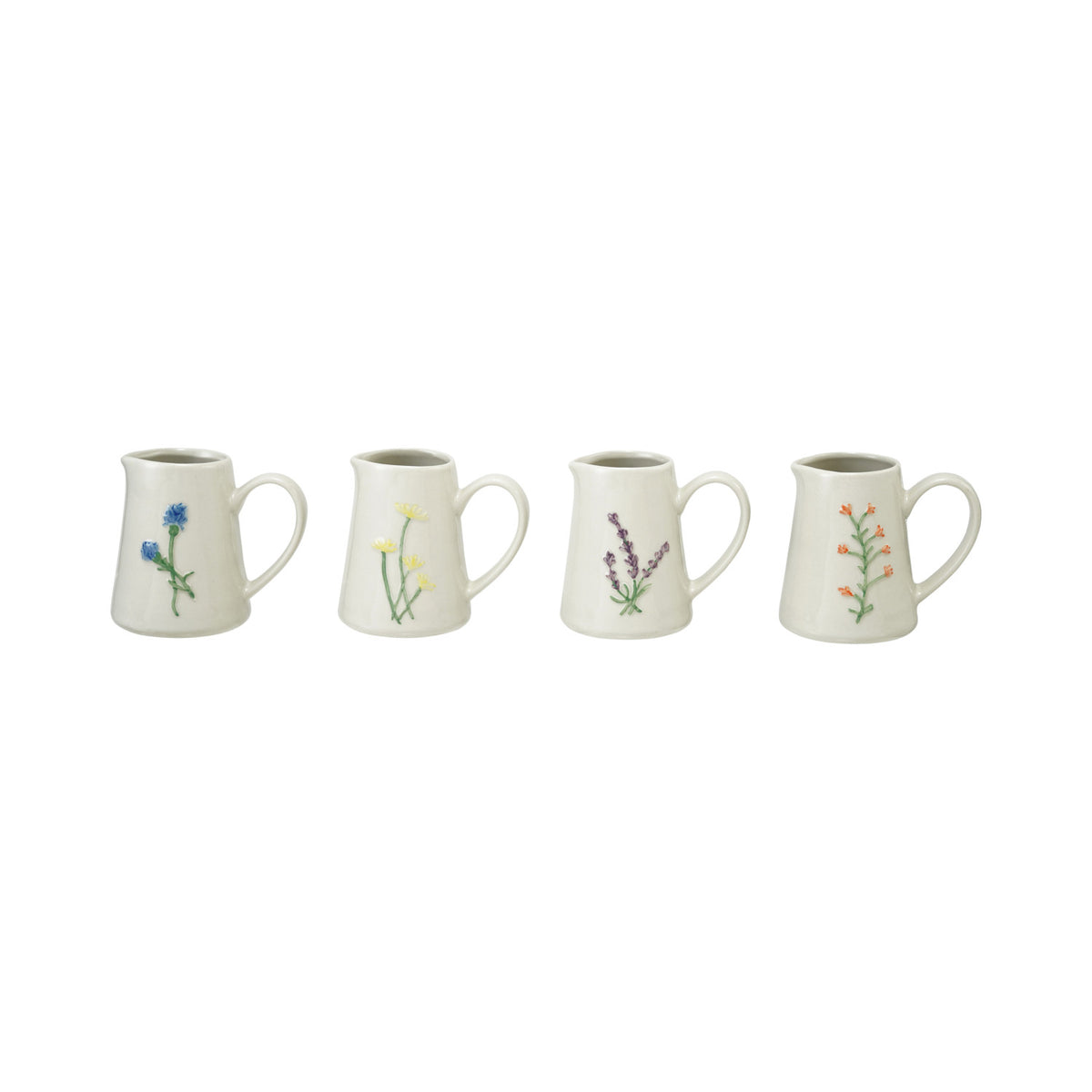 Embossed Stoneware Creamer with Botanicals, 4 Styles