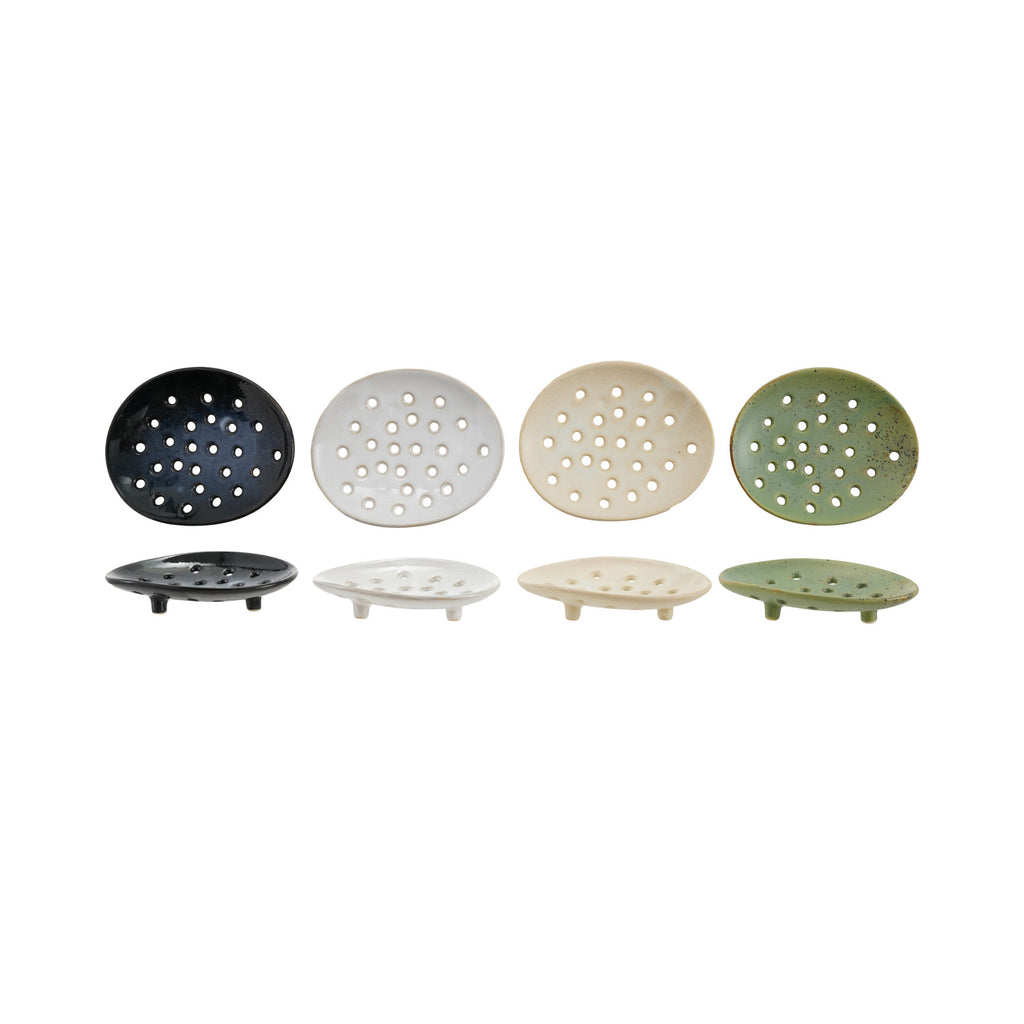 Stoneware Footed Soap Dish