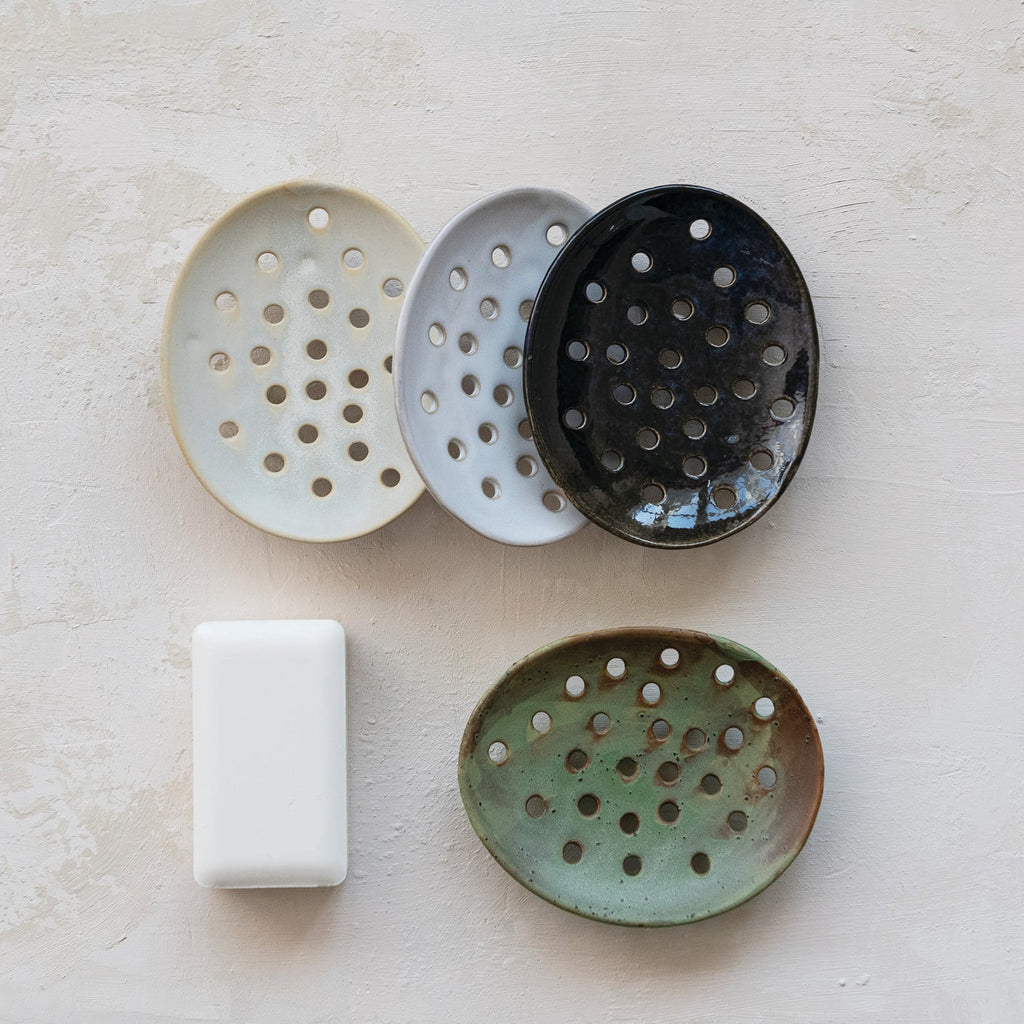 Stoneware Footed Soap Dish