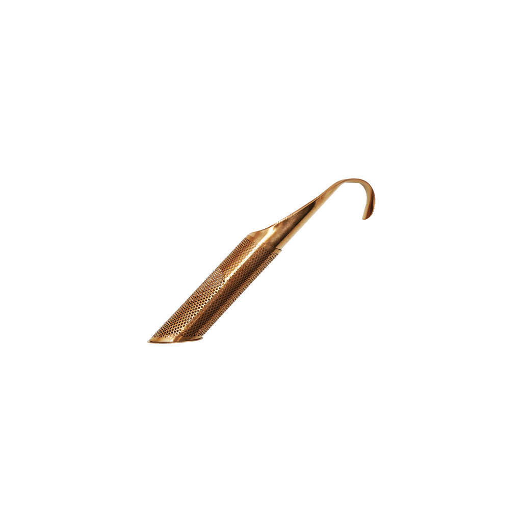 Stainless Steel Loose Tea Infuser with Over Mug Hook, Rose Gold Finish