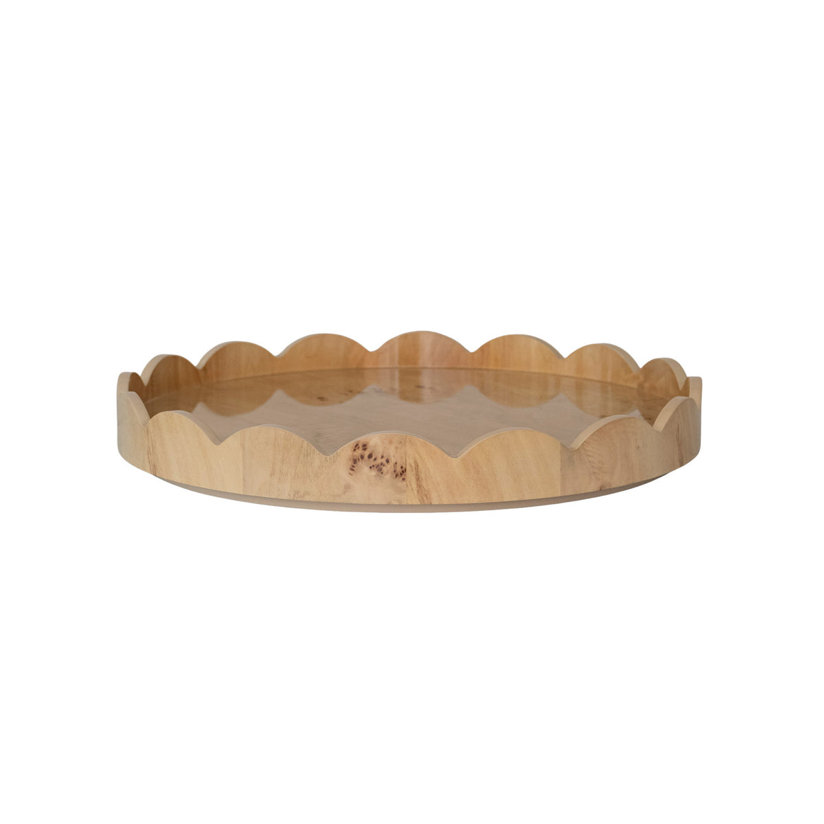MDF & Burl Wood Veneer Scalloped Lazy Susan