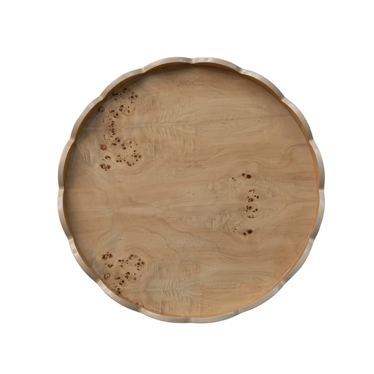 MDF & Burl Wood Veneer Scalloped Lazy Susan