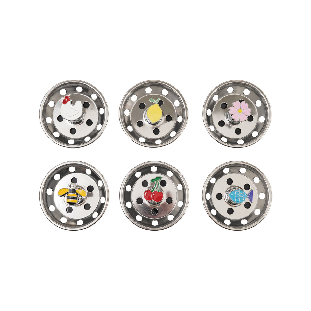 Stainless Steel Sink Strainer/Stopper with Icon, 6 Styles