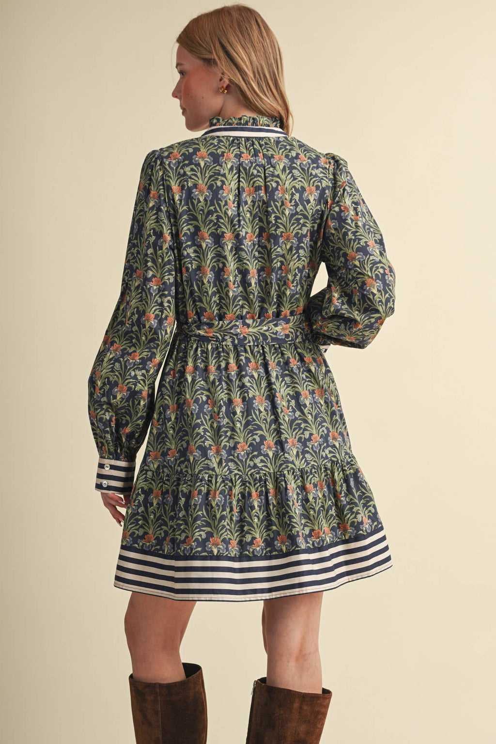 FLORAL BUTTON DOWN BELTED MINI DRESS MDR5271