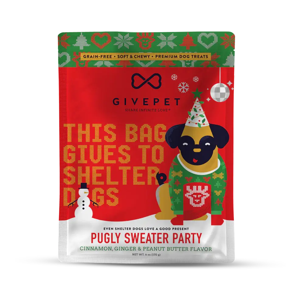 GivePet Pugly Sweater Party Holiday Dog Treat