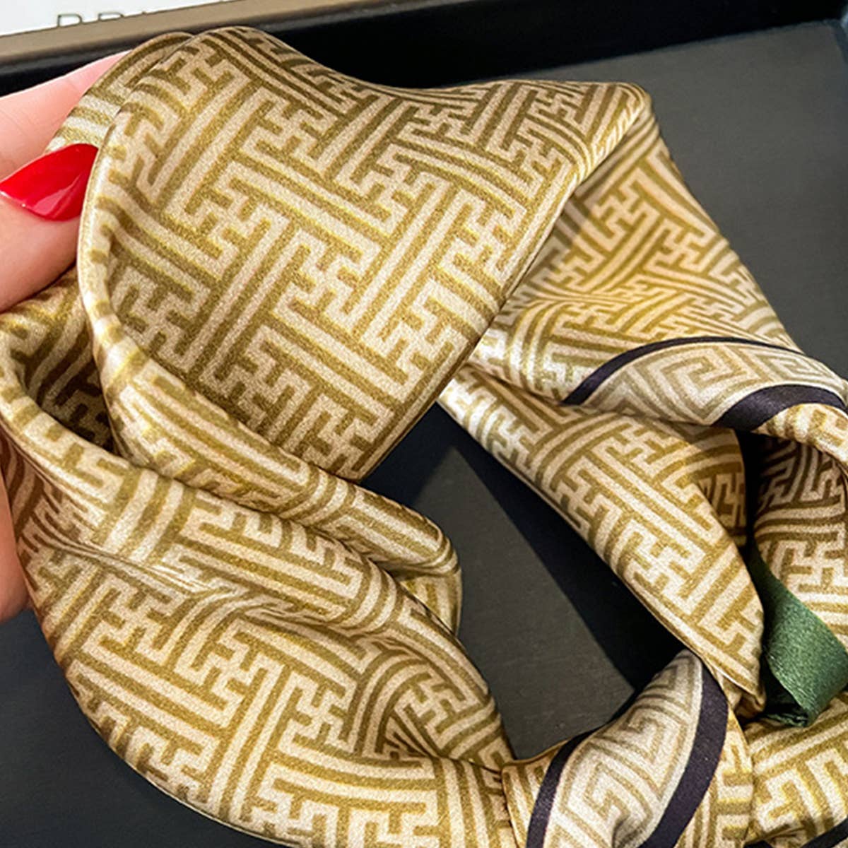 Silk Square Scarf - Maze Print Summer Wrap_CWASC0611