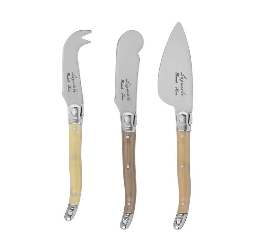 Laguiole 3-Piece Mother of Pearl Cheese Knife Set
