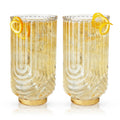 Deco Gatsby Gold Plated Glass Highball Glasses Set of 2