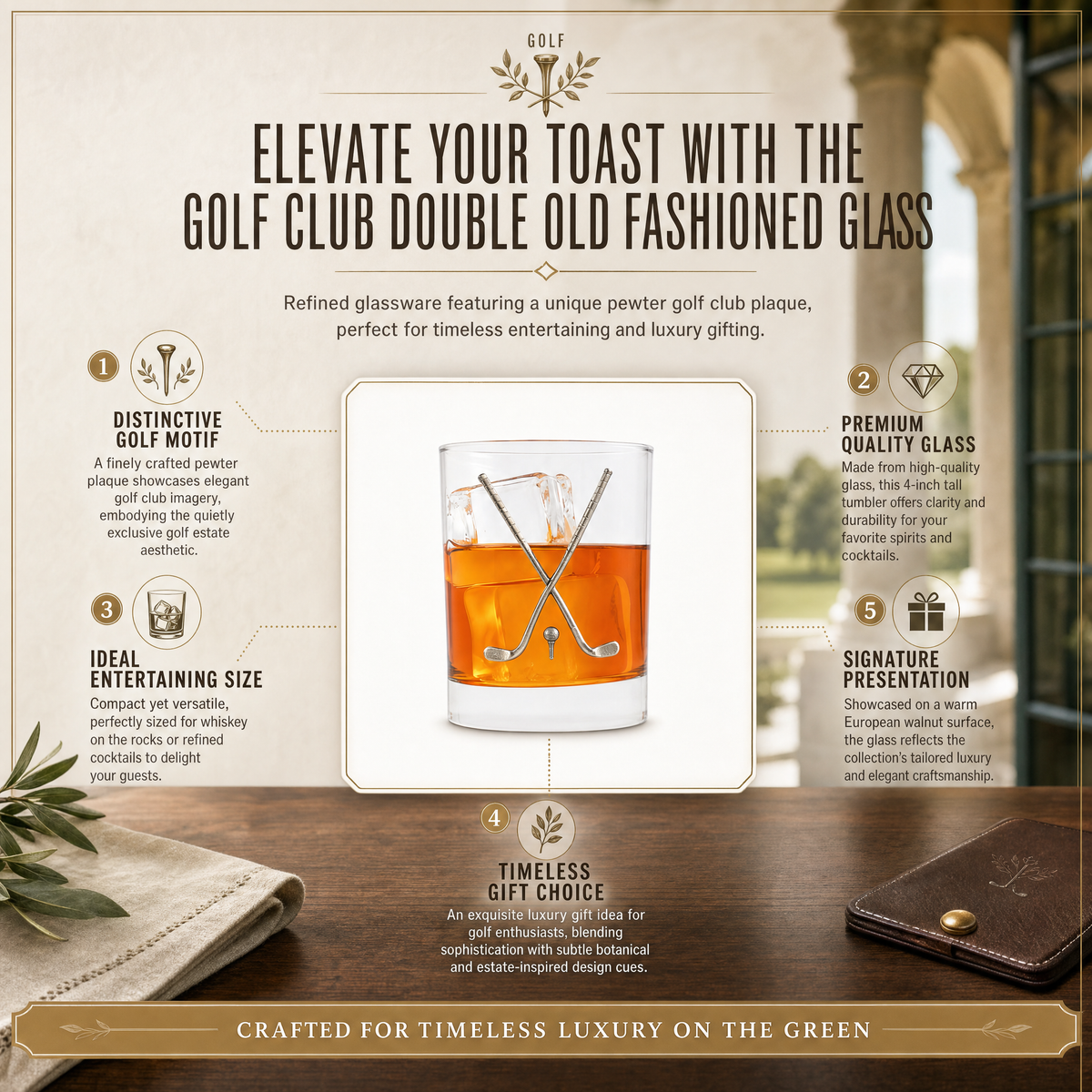 Golf Club Double Old Fashioned Glass