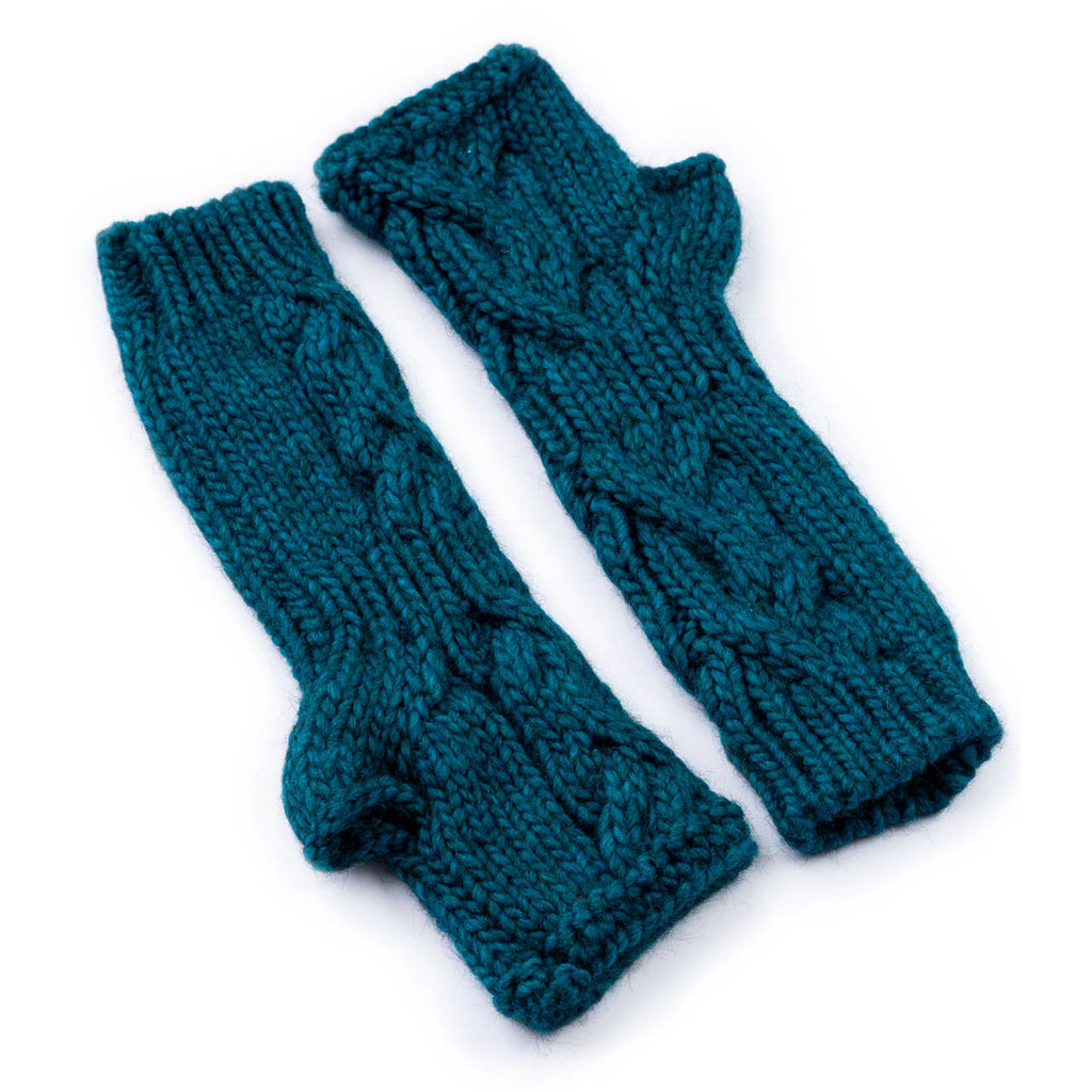 Thelma - Cable-knit arm warmers in alpaca-wool blend, Women's: Cammello / Taglia Unica