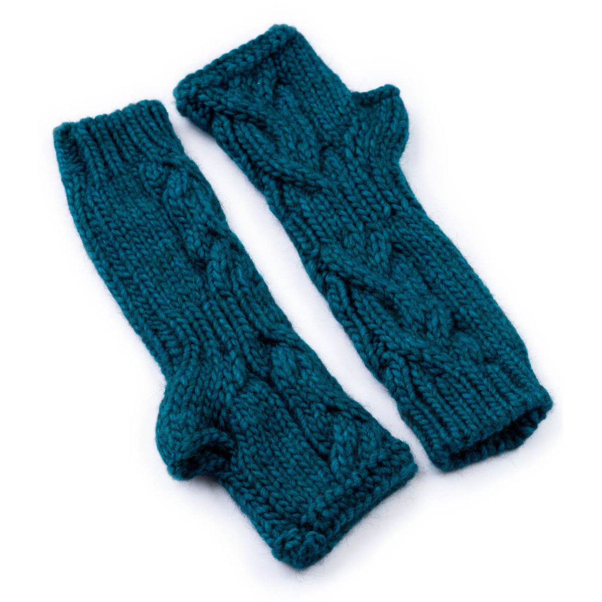 Thelma - Cable-knit arm warmers in alpaca-wool blend, Women's: Cammello / Taglia Unica