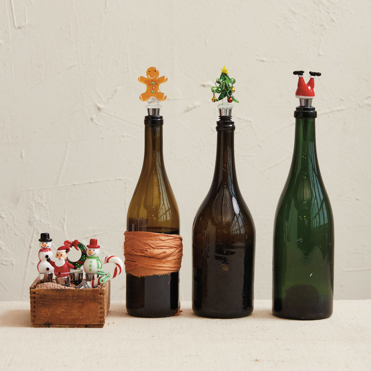 Zinc Alloy Wine Stopper w/ Hand-Painted Glass Holiday Icon, 8 Styles
