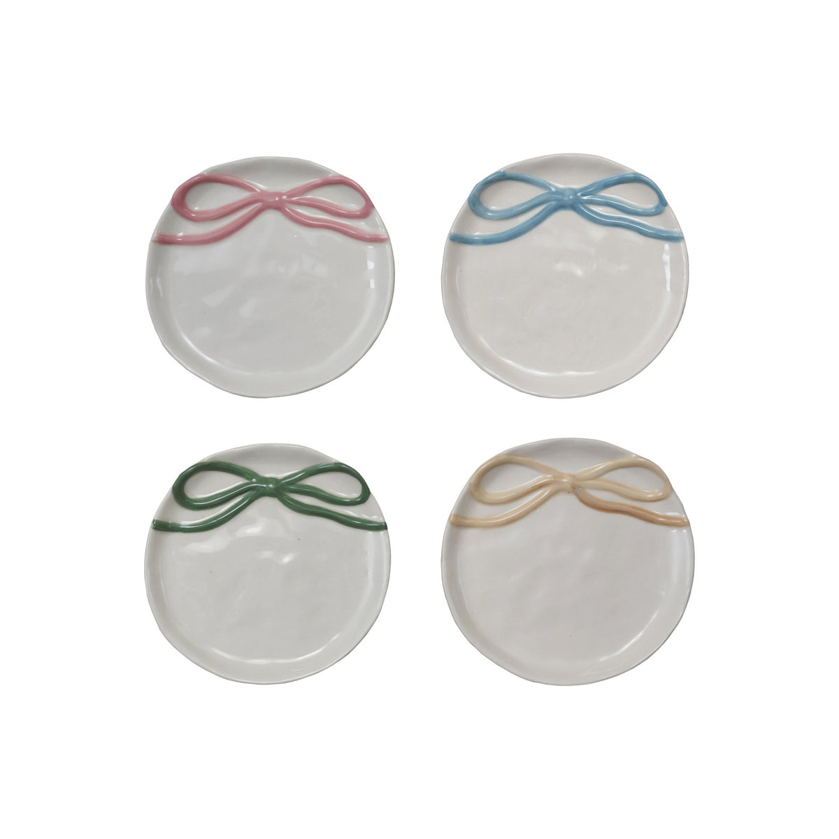 Stoneware Dish with Bow, 4 Colors